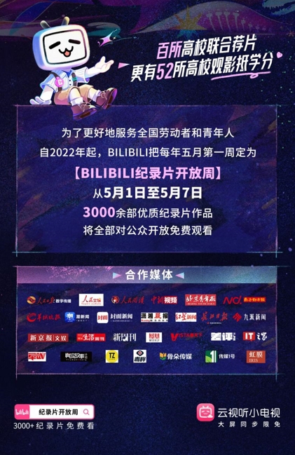 名鼎配资 B站纪录片开放周：3400部纪录片五一免费看，高校学子还能抵学分！